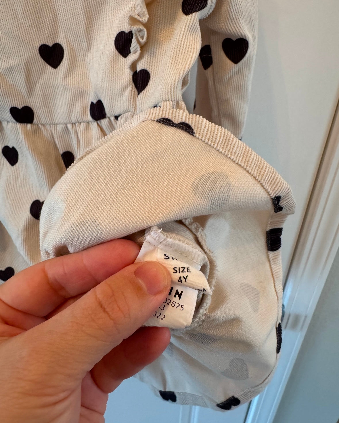 Corduroy Dress Heart Print Toddler Size 4 Years Tan