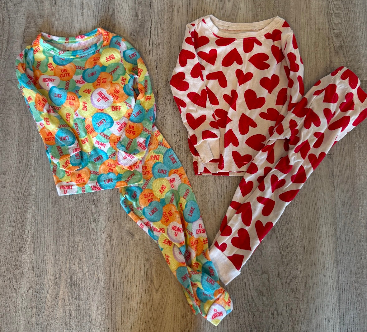 Bundle of Valentines Day Pajama Matching Sets Toddler Size 3T