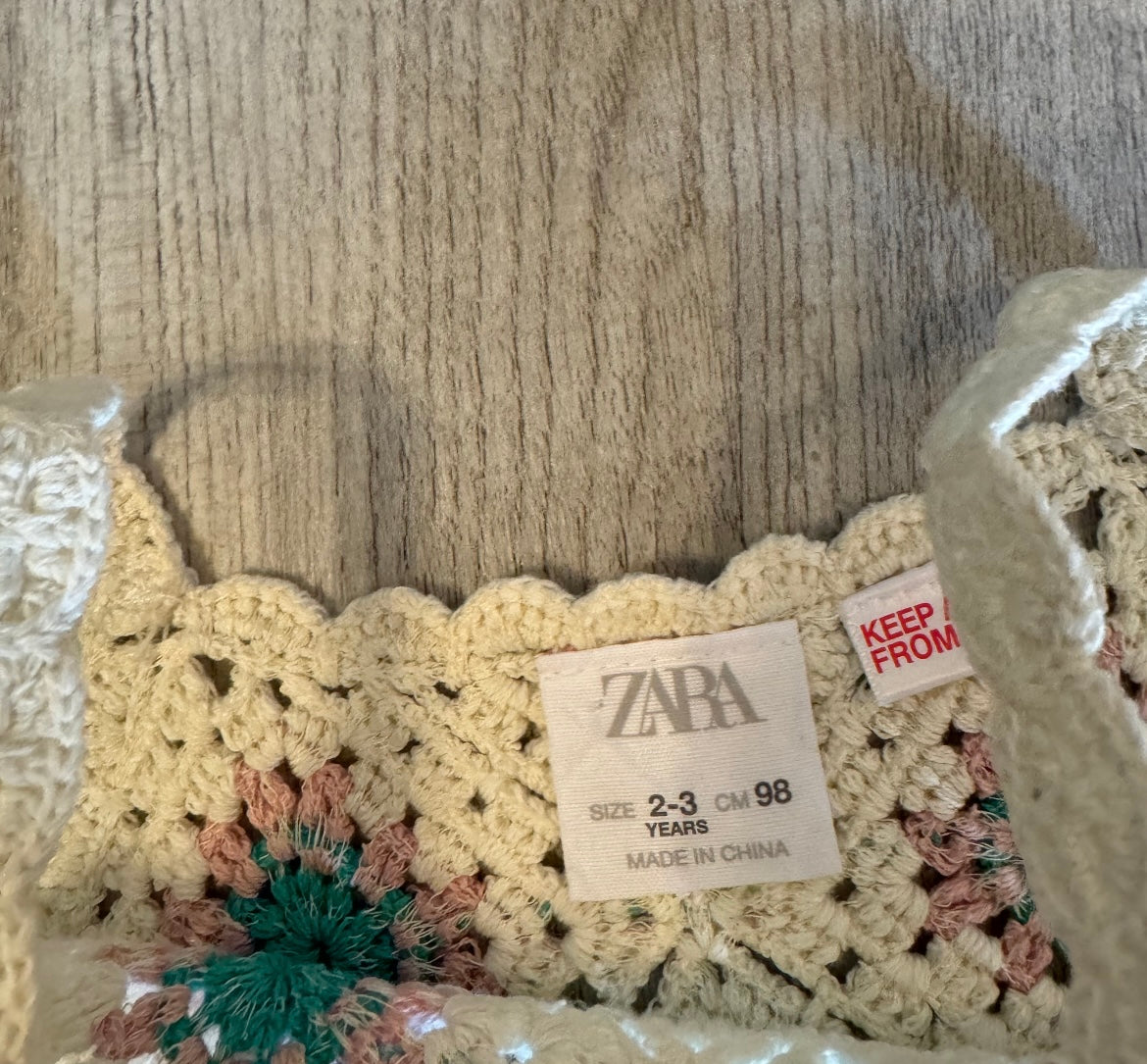 Zara 70s Crochet Toddler Girl Matching Set Top Size 2-3 Years Shorts Size 18-24M