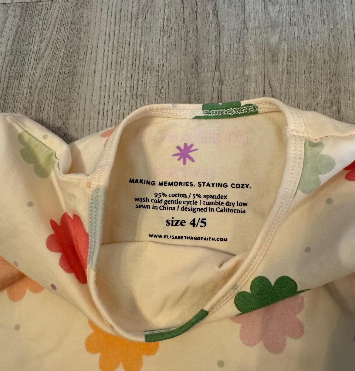 Elizabeth + Faith 70s Rainbow Flower Cotton Matching Set Girl Size 4-5 Cream