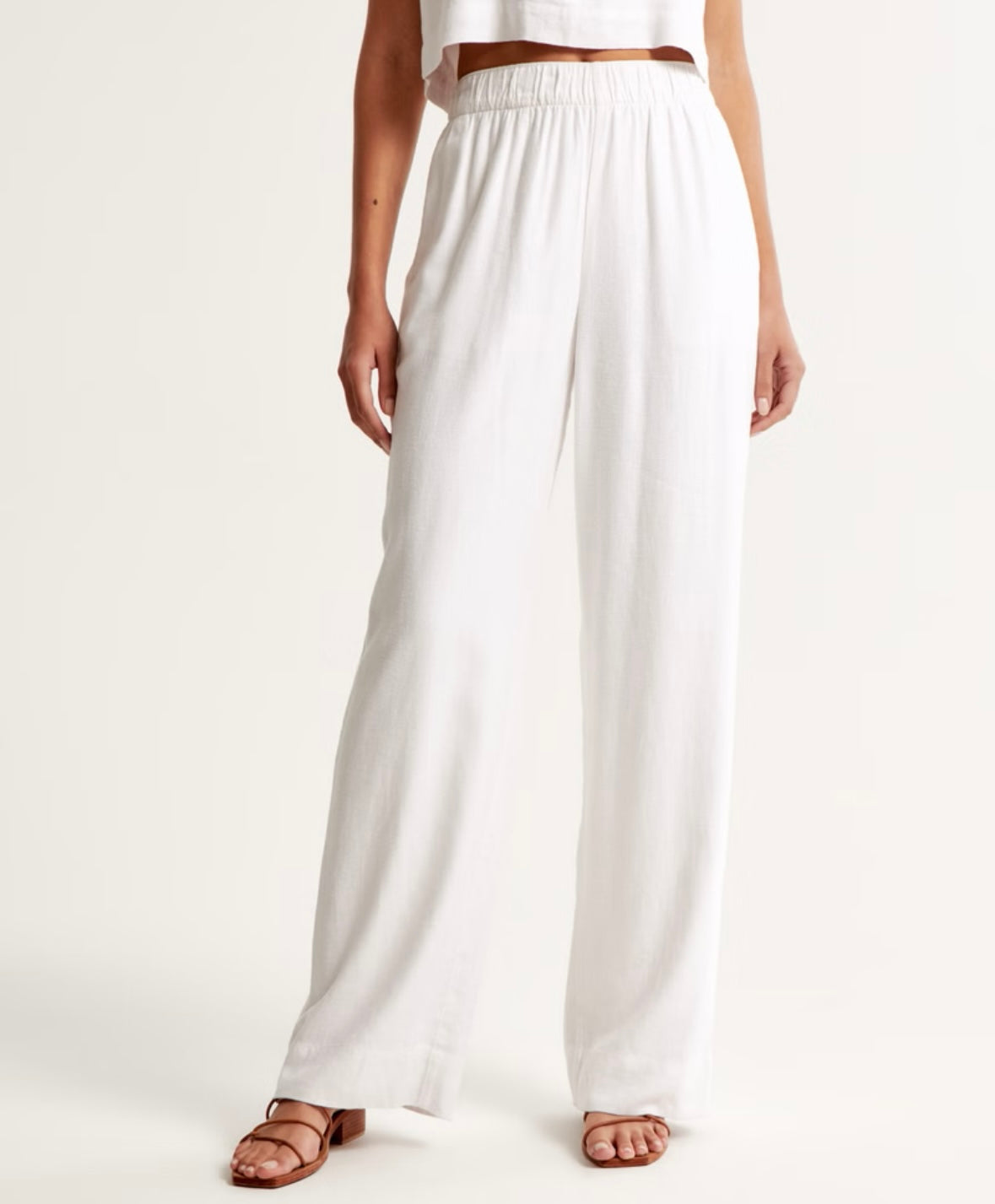 Abercrombie & Fitch Linen-Blend Pull-On Pant Women’s Small Long White NWT