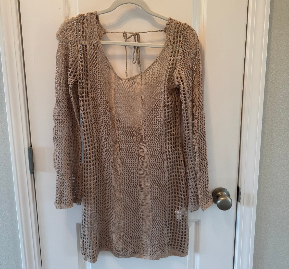 Sheer Mesh Swim Cover-Up Women’s Medium Tan