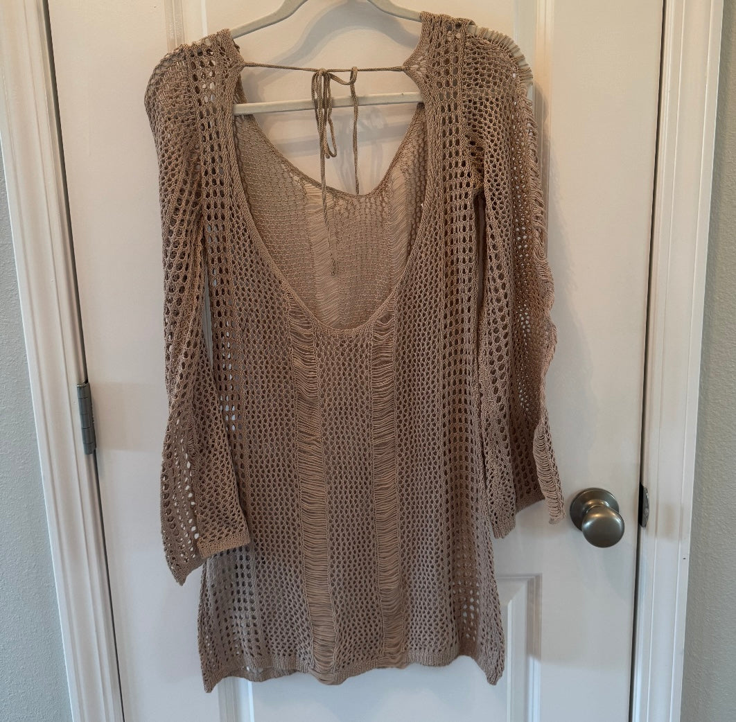 Sheer Mesh Swim Cover-Up Women’s Medium Tan