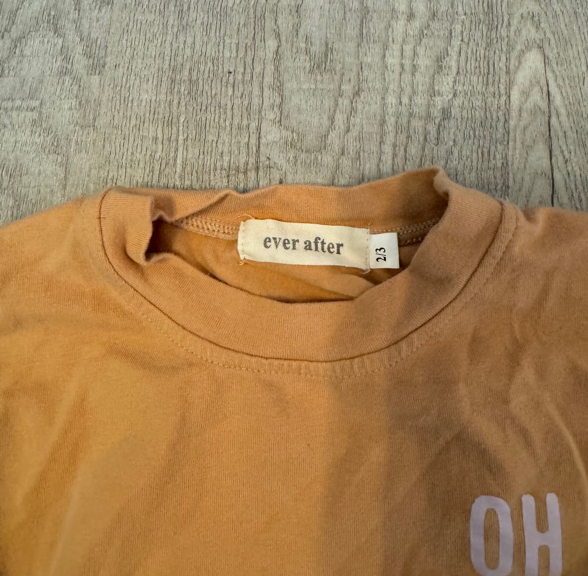 Ever After Oh Happy Day Graphic Tee Long Sleeve Toddler Girl Size 2-3 Years Burnt Orange