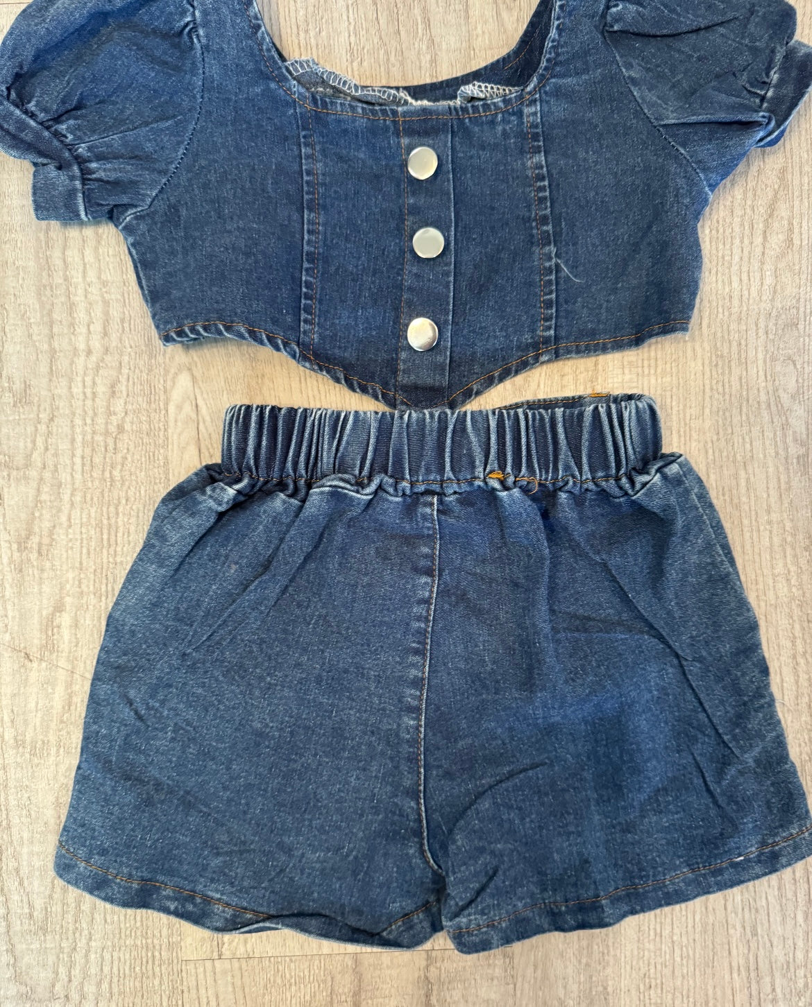 Mia Belle Girls Hoot and Holler Denim Matching Set Toddler Girl Size 3 Years