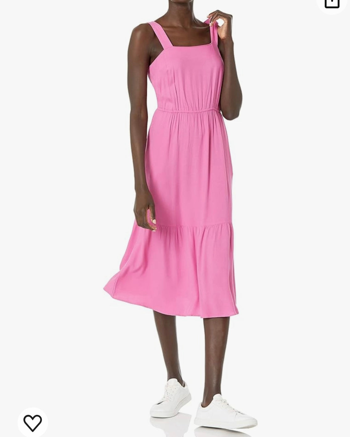 Fluid Twill Tiered Fit and Flare Midi Dress Women’s Size Small Pink
