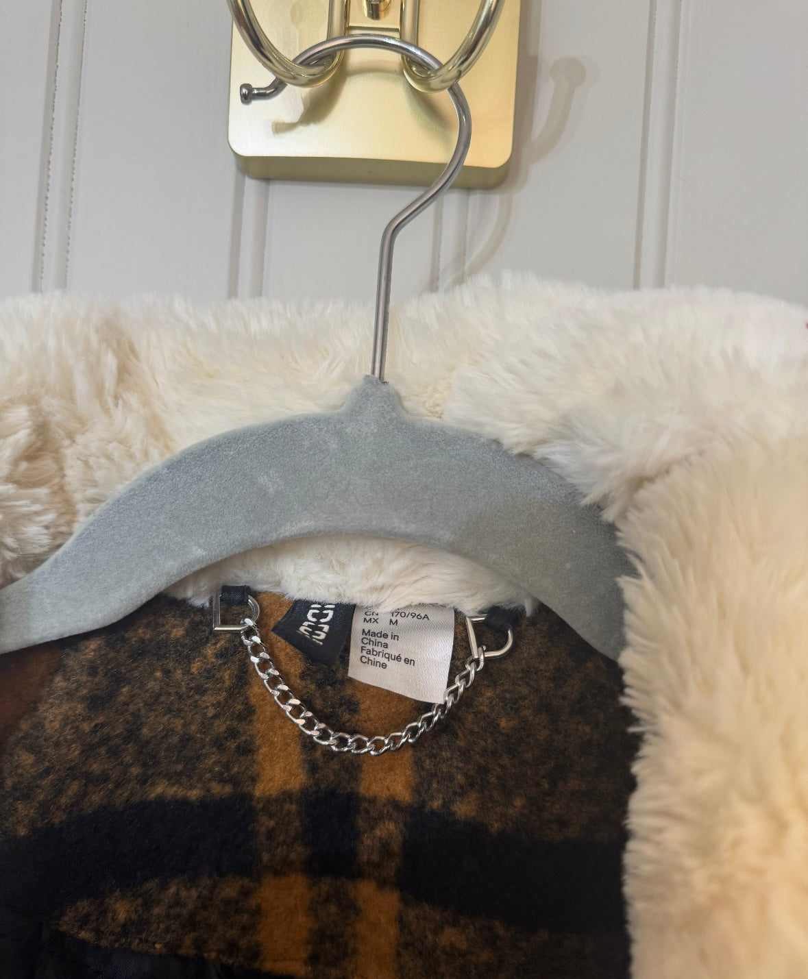 H&M Paid Jacket Faux Shearling Collar Women’s Medium