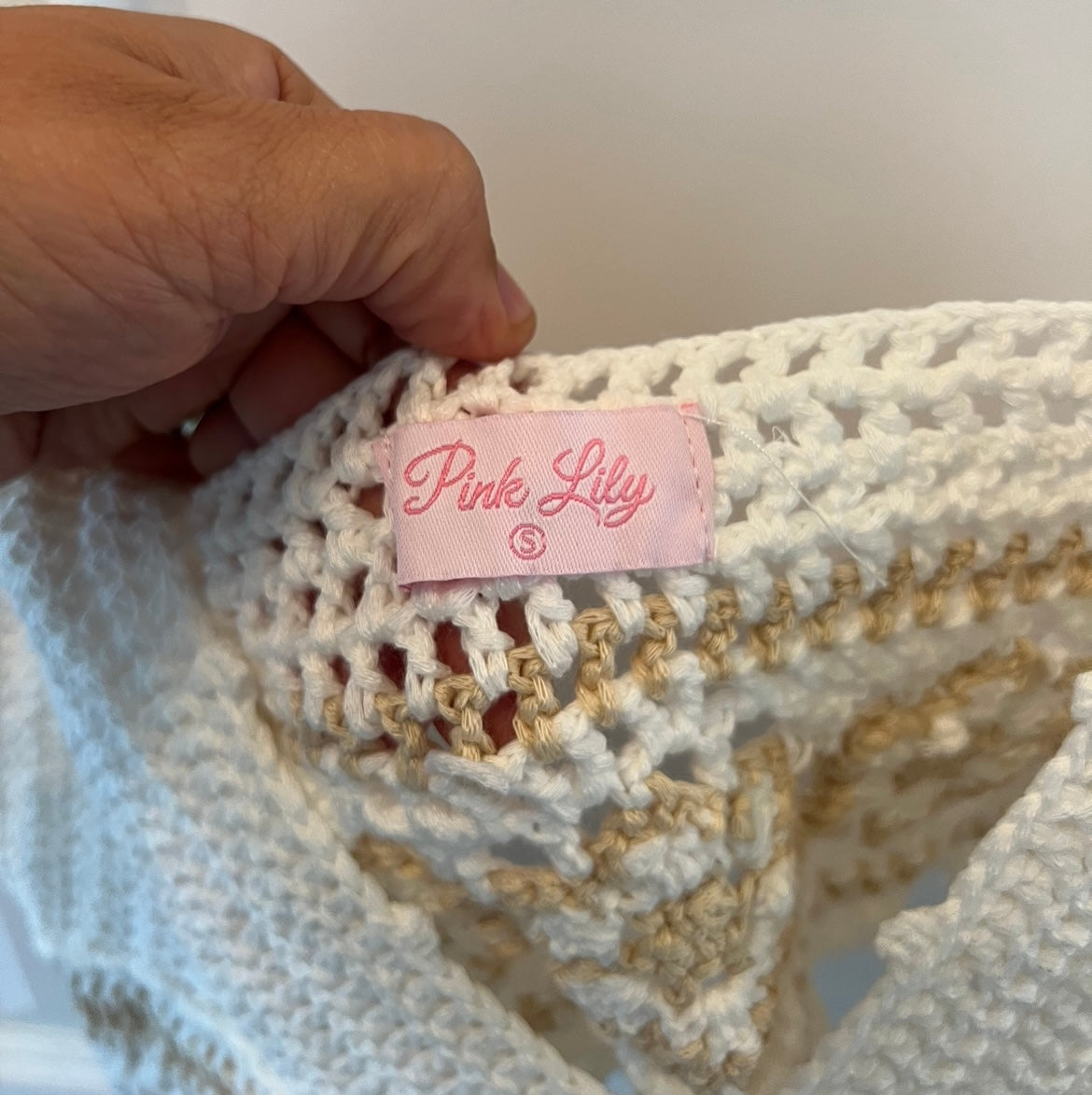 Pink Lily Crochet Bra Top Women’s Small White