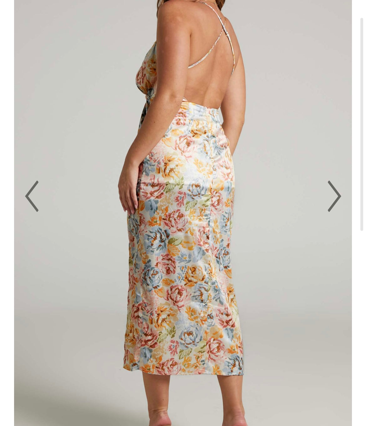 Showpo Satin Kinsley Twist Front Midi Dress Women’s Size 2 Summer Lovin Floral