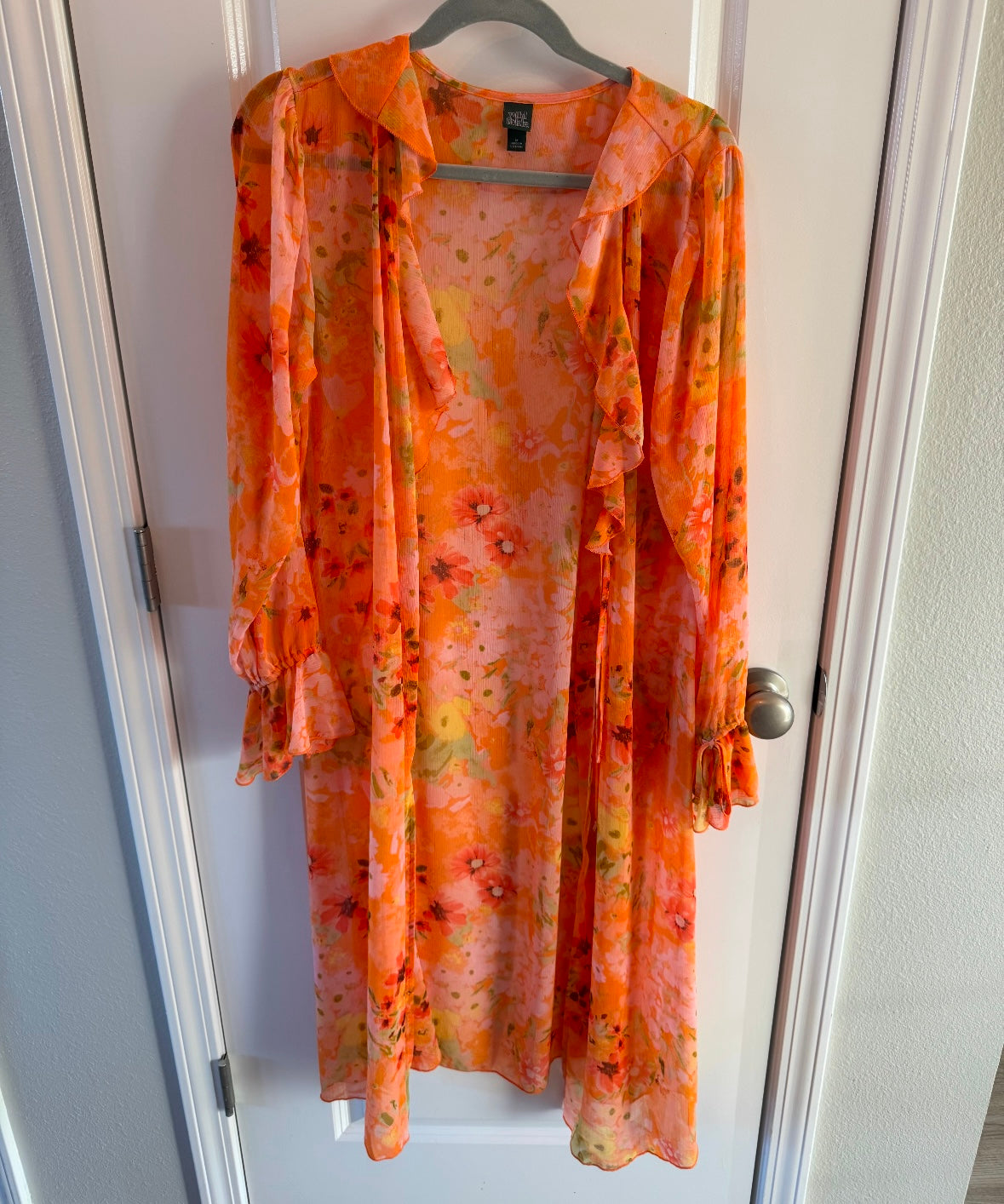 Wild Fable Floral Sheer Kimono Women’s Medium Orange