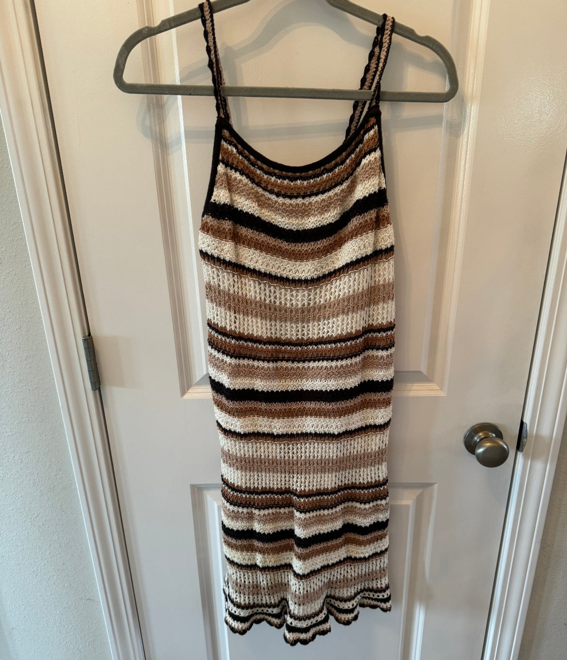 American Eagle Crochet Stripe Mini Dress Women’s Medium Brown