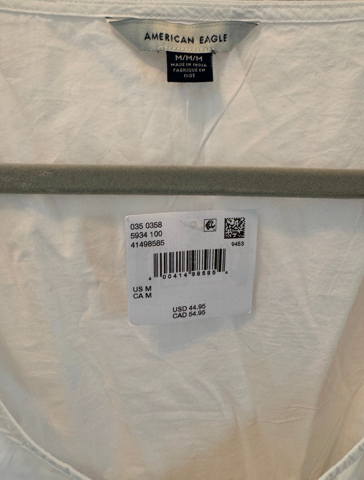 American Eagle Cropped Tie Front Top Women’s Medium Solid White NWT