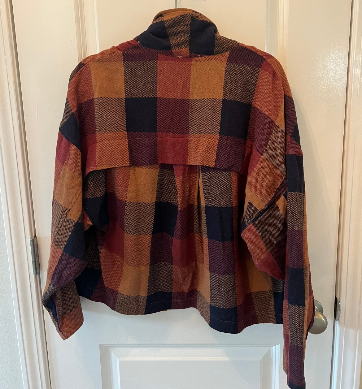 En Creme Plaid Shacket Women’s Size Small Burnt Orange