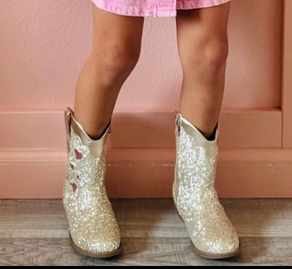 Cat & Jack Toddler Dallas Glitter Western Boots Gold