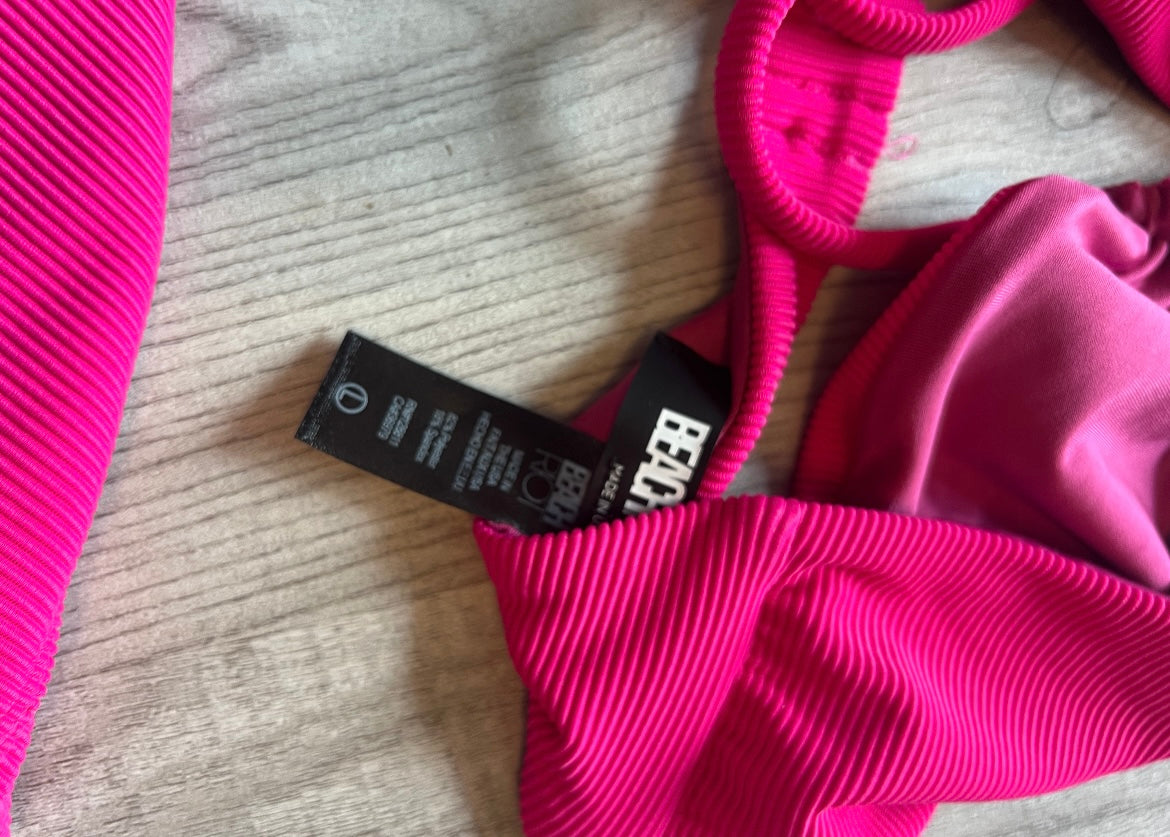 Beach Riot Ribbed Bikini Women’s Size Medium/Large Hot Pink