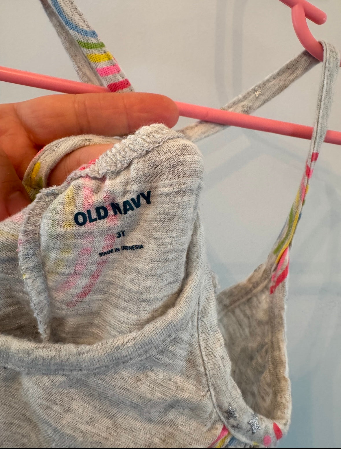 Old Navy Rainbow Print Jumpsuit Toddler Size 3T Heather Gray