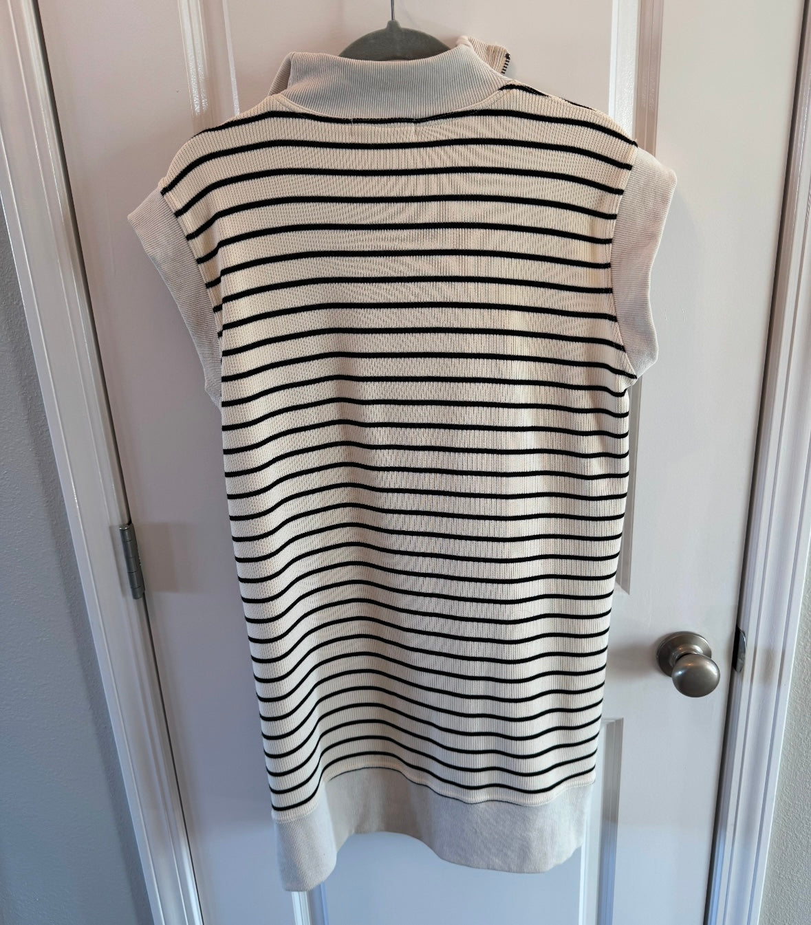 MOD Stripe Quarter Zip Knit Dress Women’s Small White