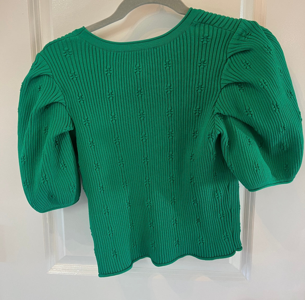 Endless Rose Puff Sleeve Crop Cardigan Women’s Size Medium Emerald Green