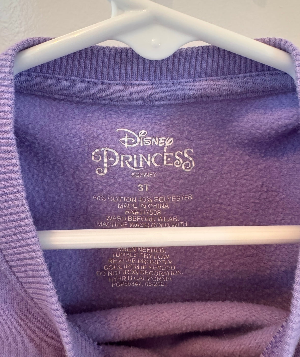 Disney Princess Sweatshirt Toddler Size 3T Purple