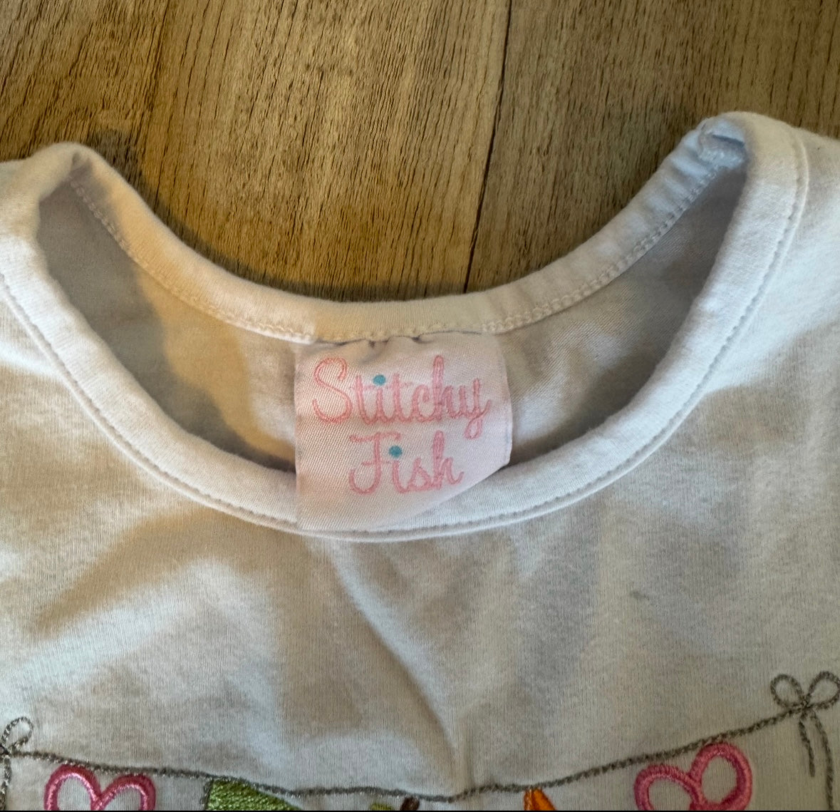 Stitchy Fish Embroidered Ruffle Short Set Toddler Girl Size 3T