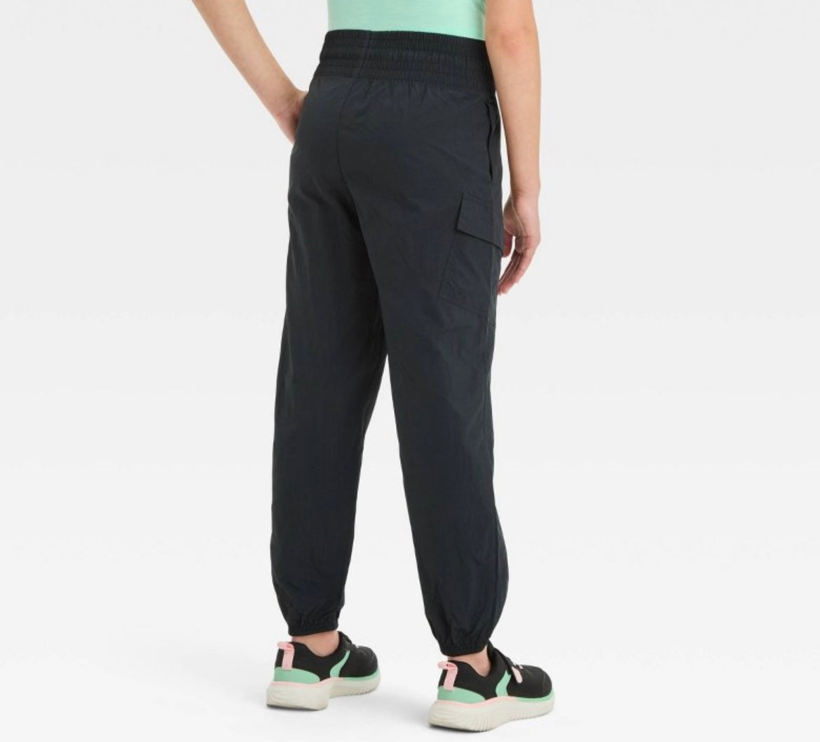 All In Motion Woven Cargo Pants Youth Girl's Size Small Black NWT