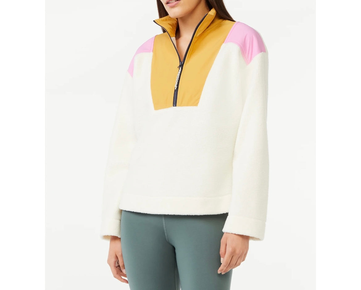 Free Assembly Half Zip Mixy Popover Women’s Large Cream