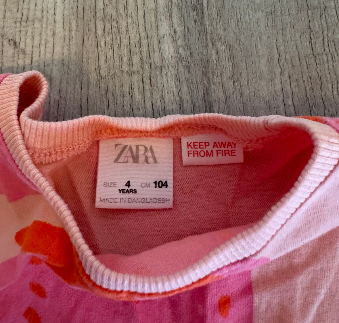 Zara Cotton Matching Set Toddler Size 4 Years Pink Strawberry