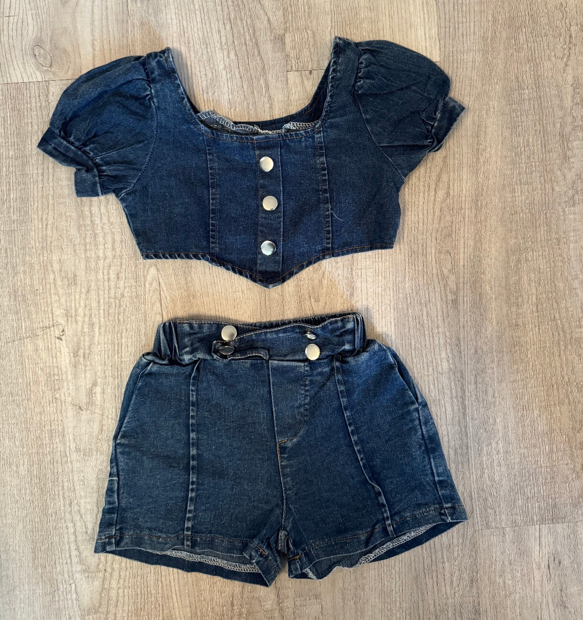 Mia Belle Girls Hoot and Holler Denim Matching Set Toddler Girl Size 3 Years