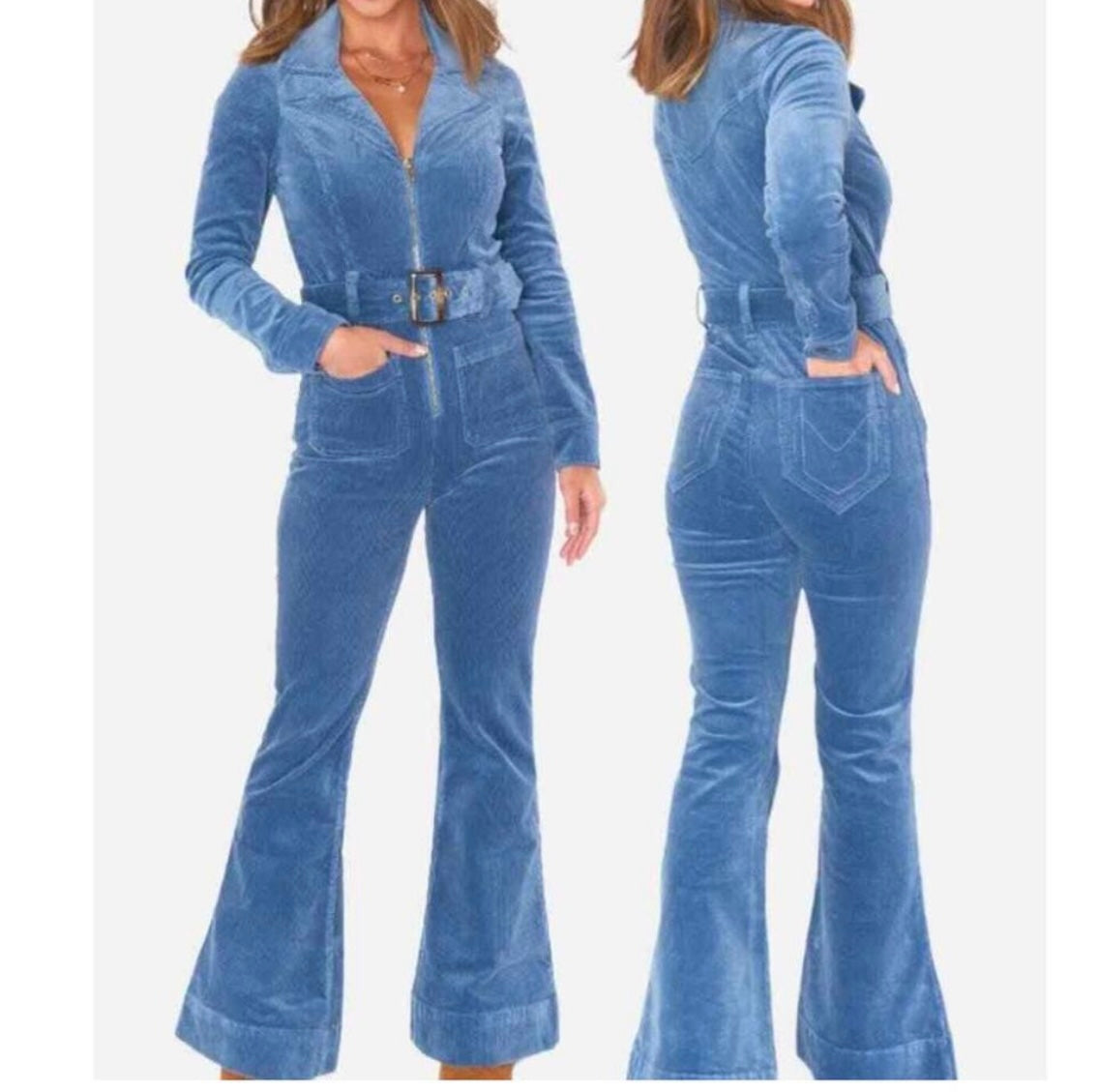 Show Me Your Mumu LeeAnn Corduroy Jumpsuit Women’s Small Cool Blue NWT