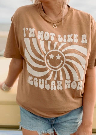 Slyfox Threads Mean Girls I’m Not Like a Regular Mom Sunny Graphic Tee Women’s Size Large Tan