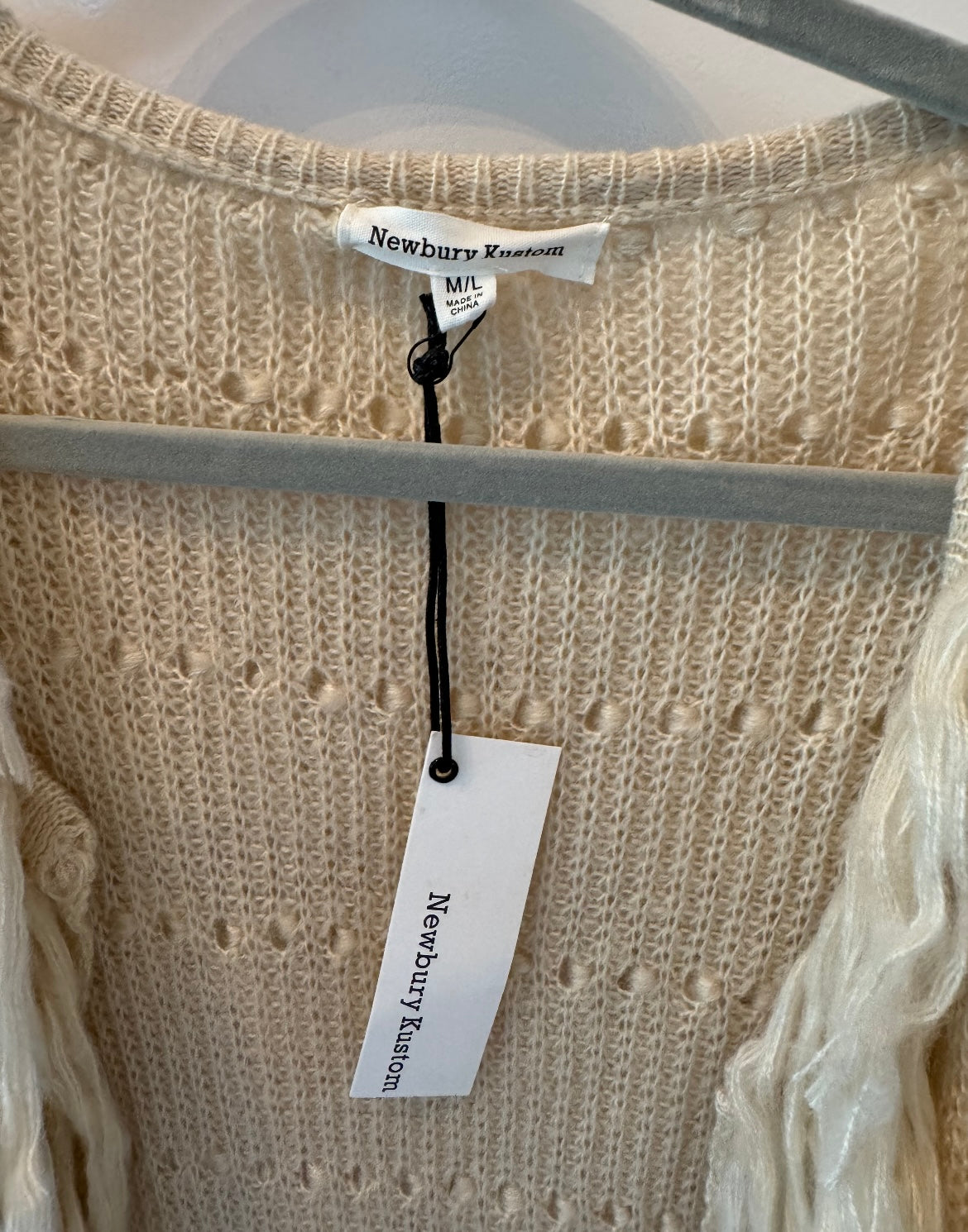 Newbury Kustom Fringe Cardigan Sweater Women’s Size M/L Cream NWT