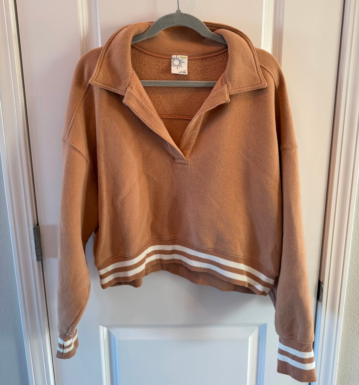 Offline By Aerie Cloud Fleece Polo Sweatshirt Women’s Large Beach Dune