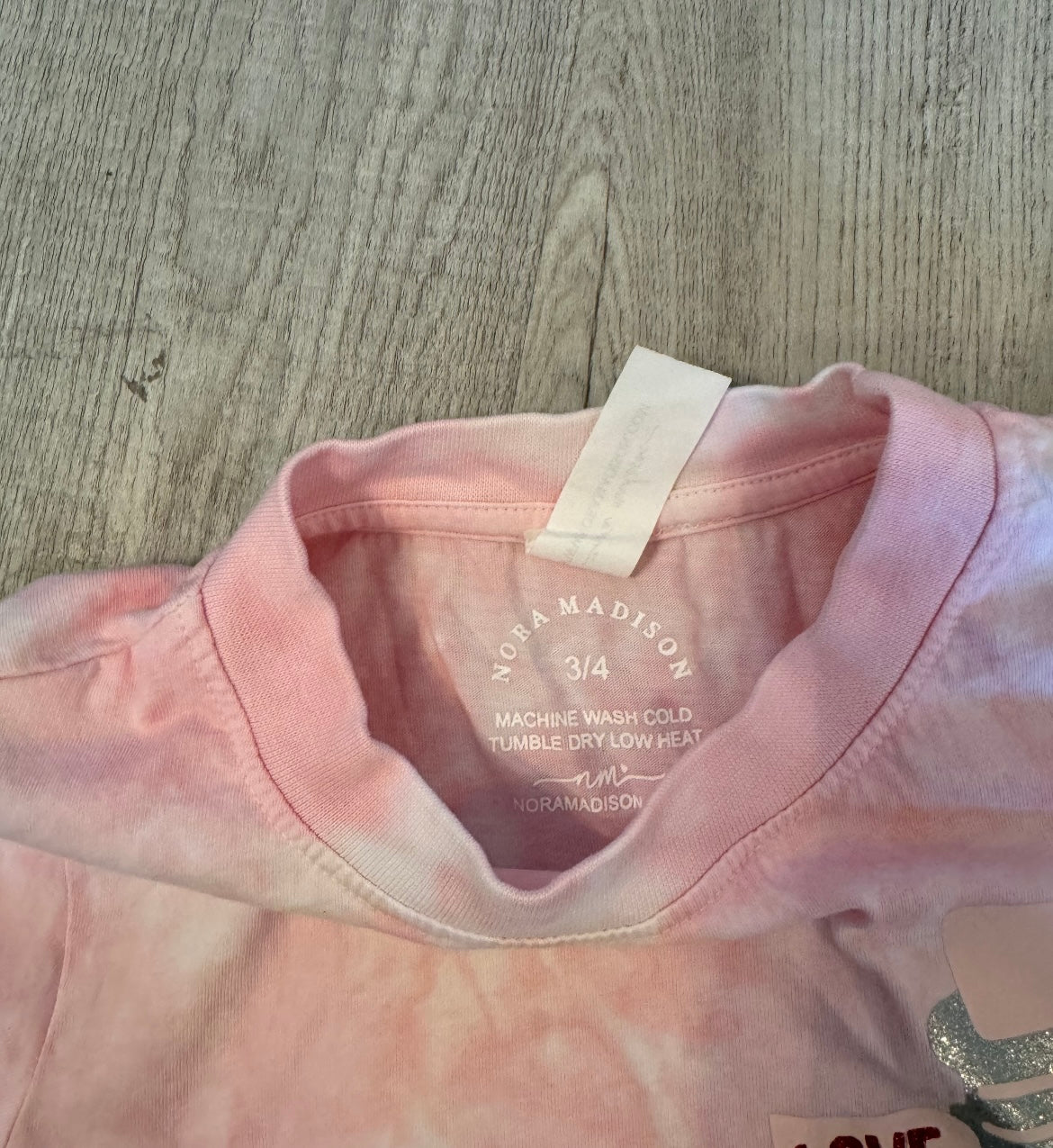 Nora Maddison Tie Dye Love Applique Short Sleeve Tee Toddler Girls Size 3-4T Pink