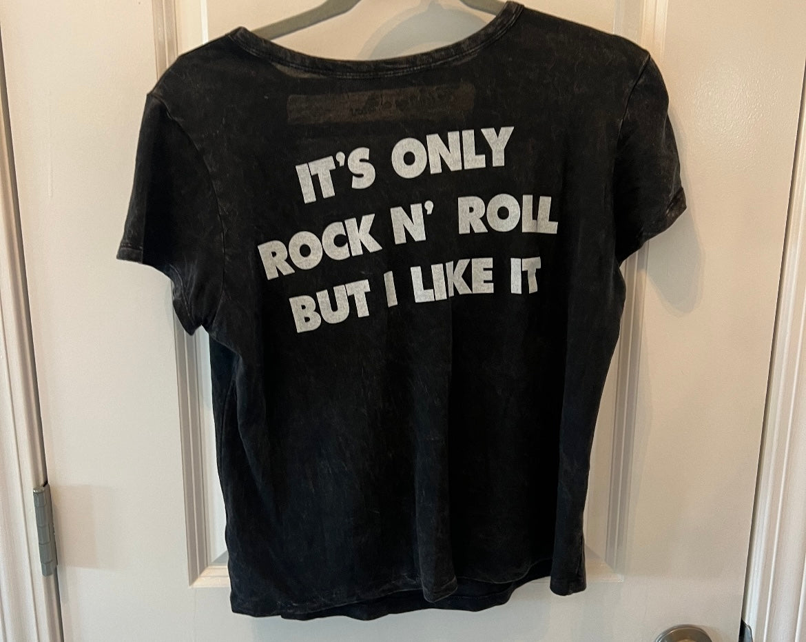 The Rolling Stones Graphic Distressed Band Tee Short Sleeve Women’s Size XS Black