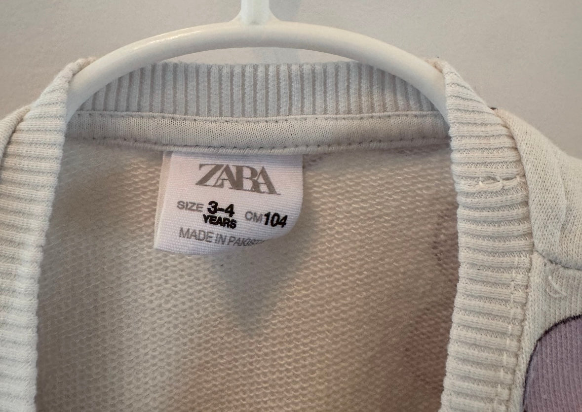 Zara Daisy Sweatshirt Toddler Size 3-4 Years White