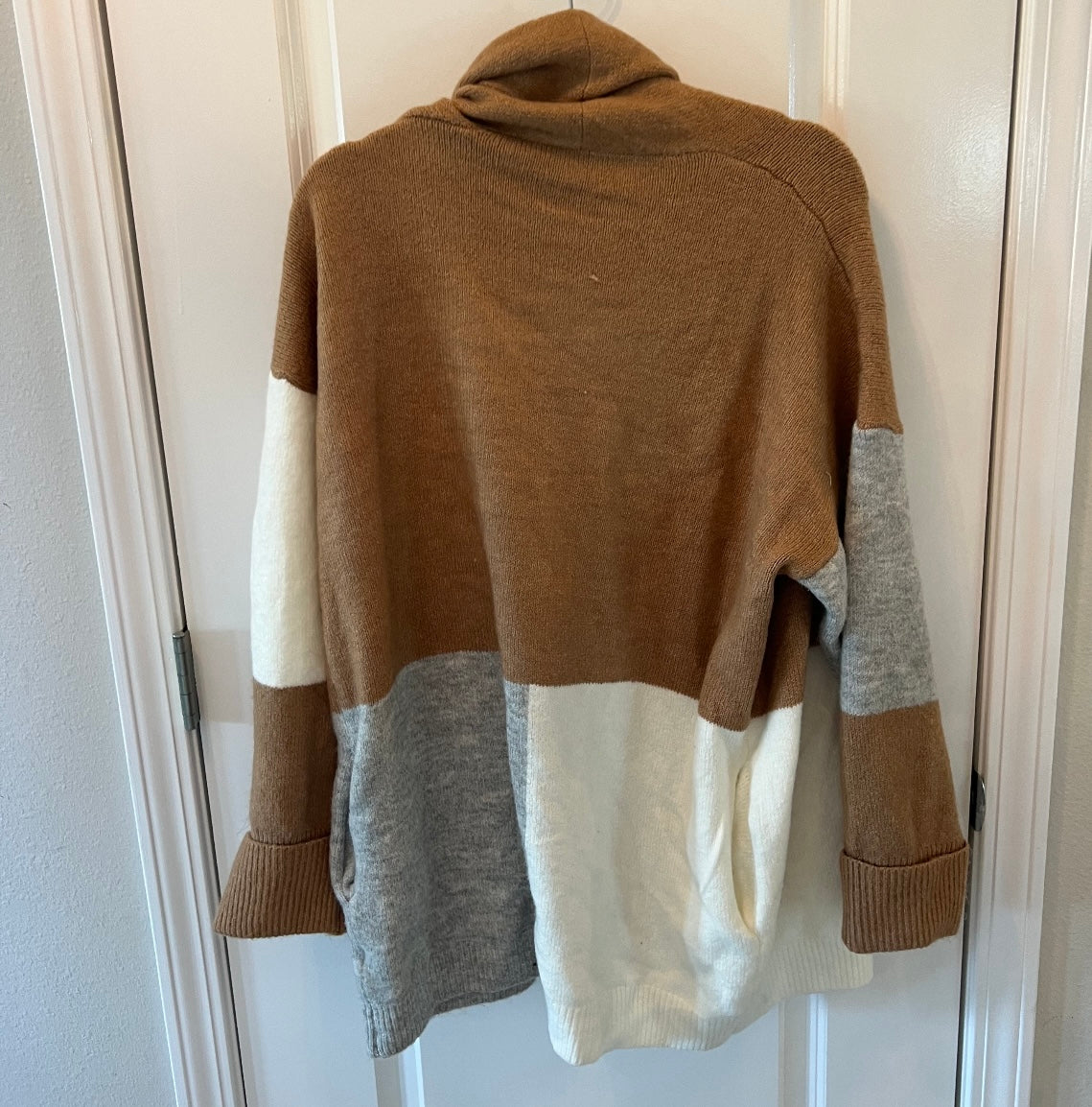 Vici Colorblock Oversize Open Cardigan Women’s Size Small Brown