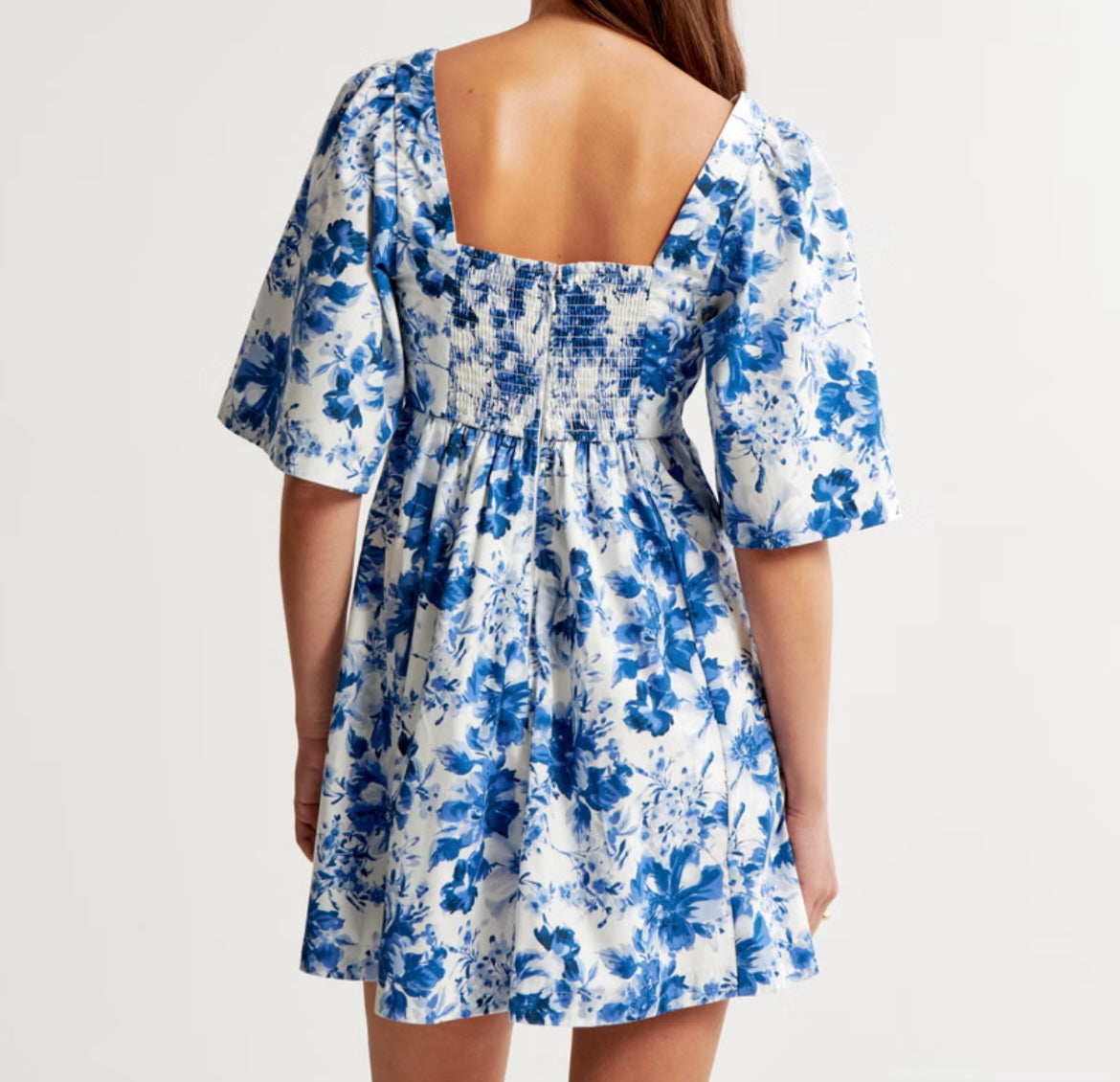 Abercrombie & Fitch Cutout Poplin Mini Dress Women’s Size XS Petite Blue Floral