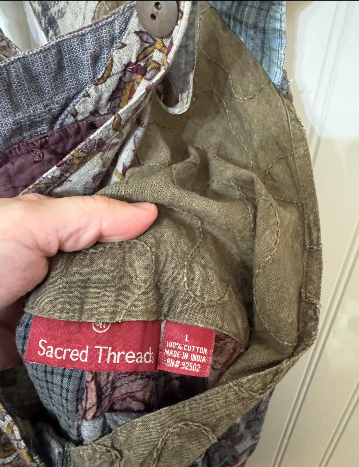 Sacred Threads Patchwork Overalls Women’s Large