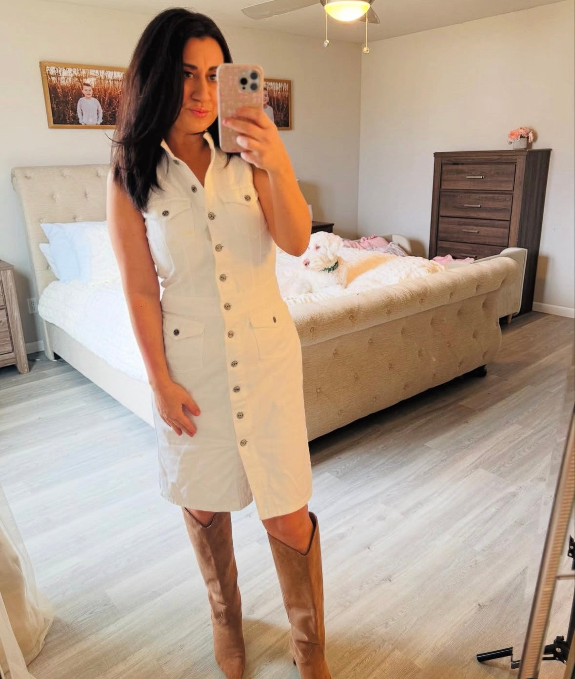 Ralph Lauren Denim Trucker Dress Women's 8 White – One Closet To The Next