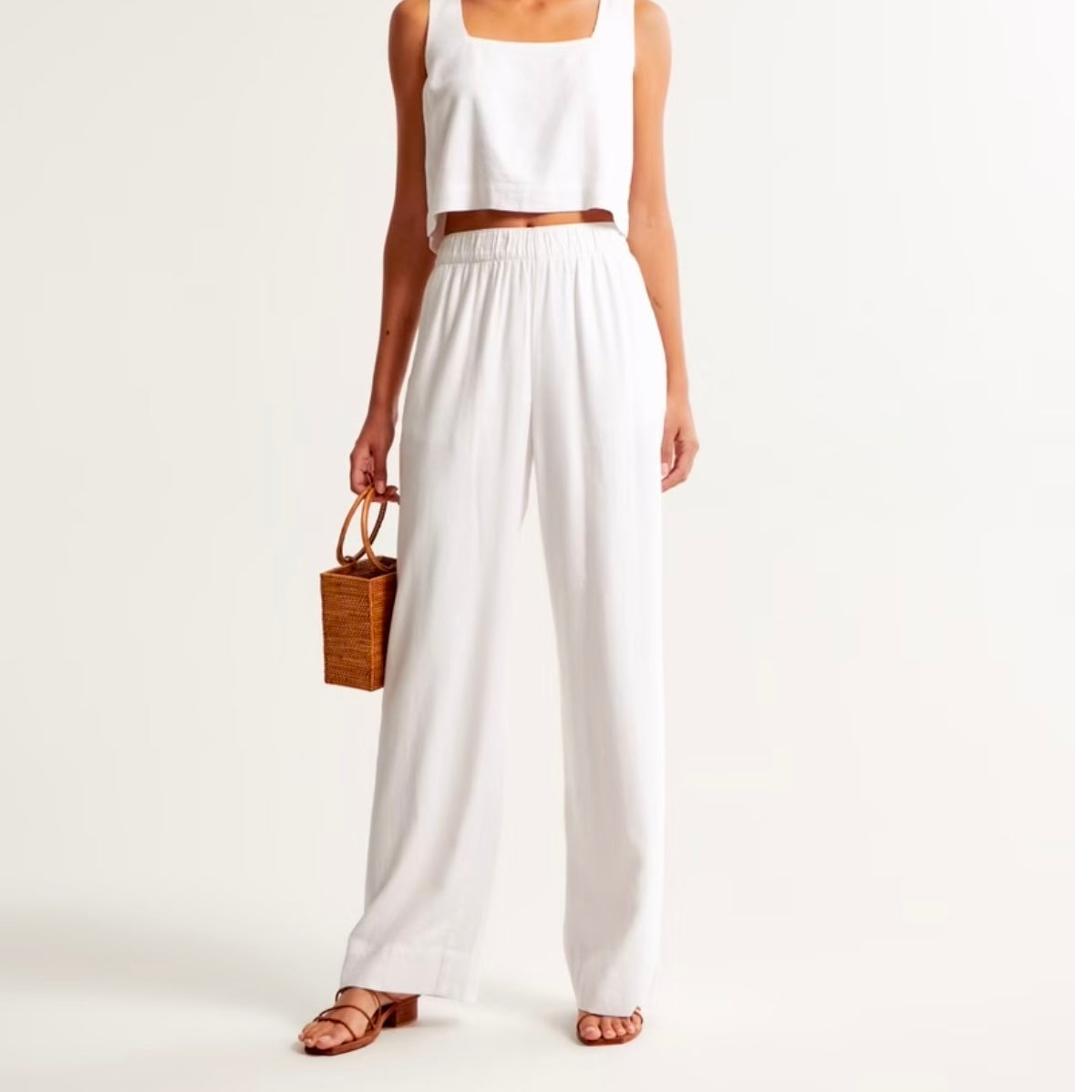 Abercrombie & Fitch Linen-Blend Pull-On Pant Women’s Small Long White NWT