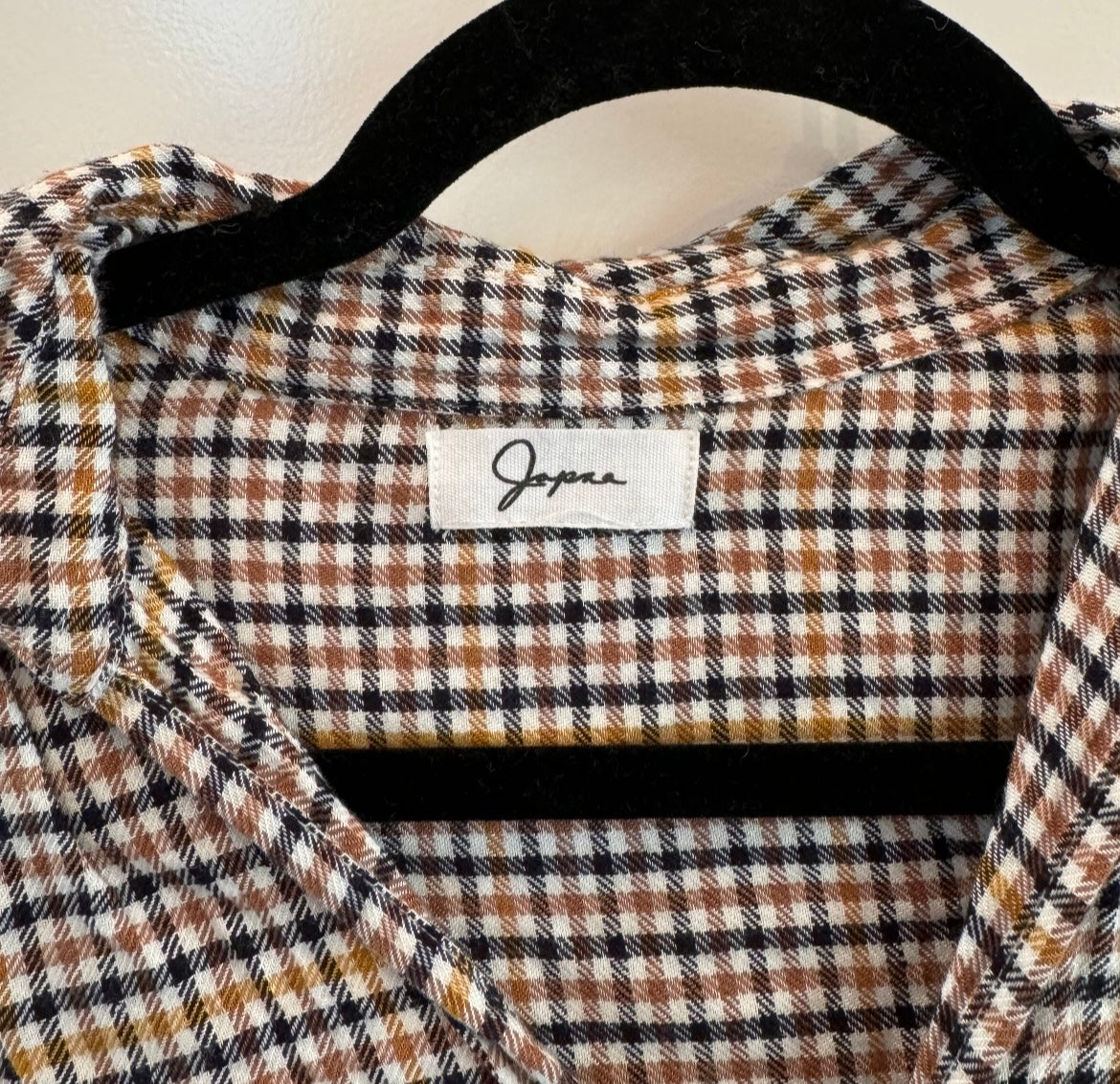 Checker Plaid Shirt Dress Long Sleeve Women’s Size XS Brown