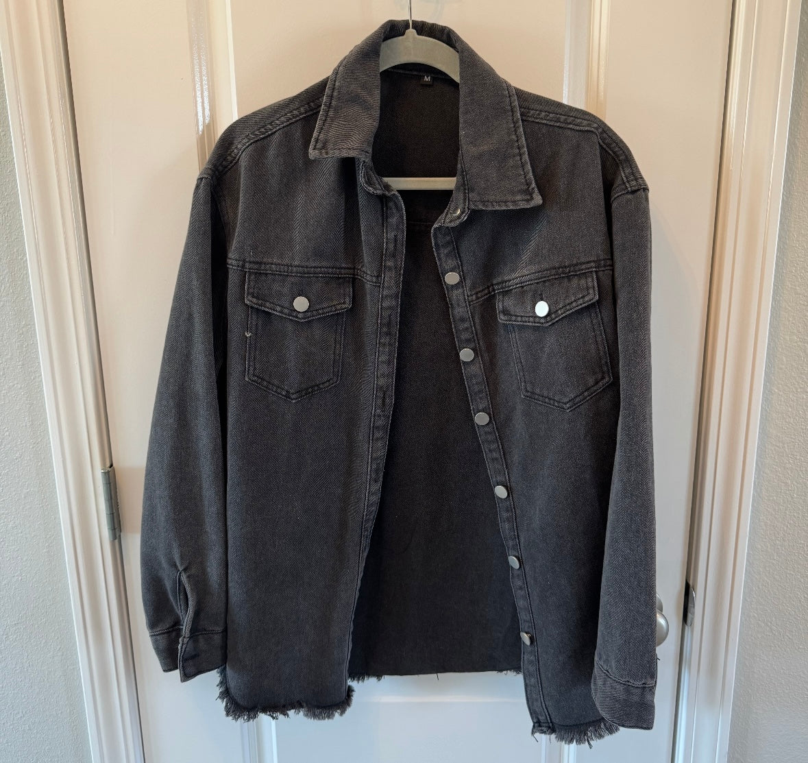 Denim Button Down Shirt Women’s Size Medium Black