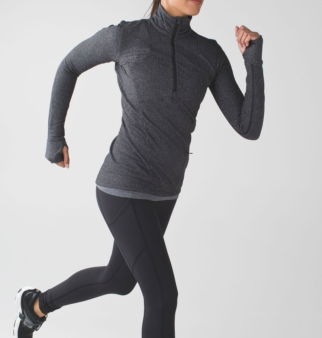 Lululemon Kanto Catch Me Half Zip Women’s Size 4 Herringbone Black