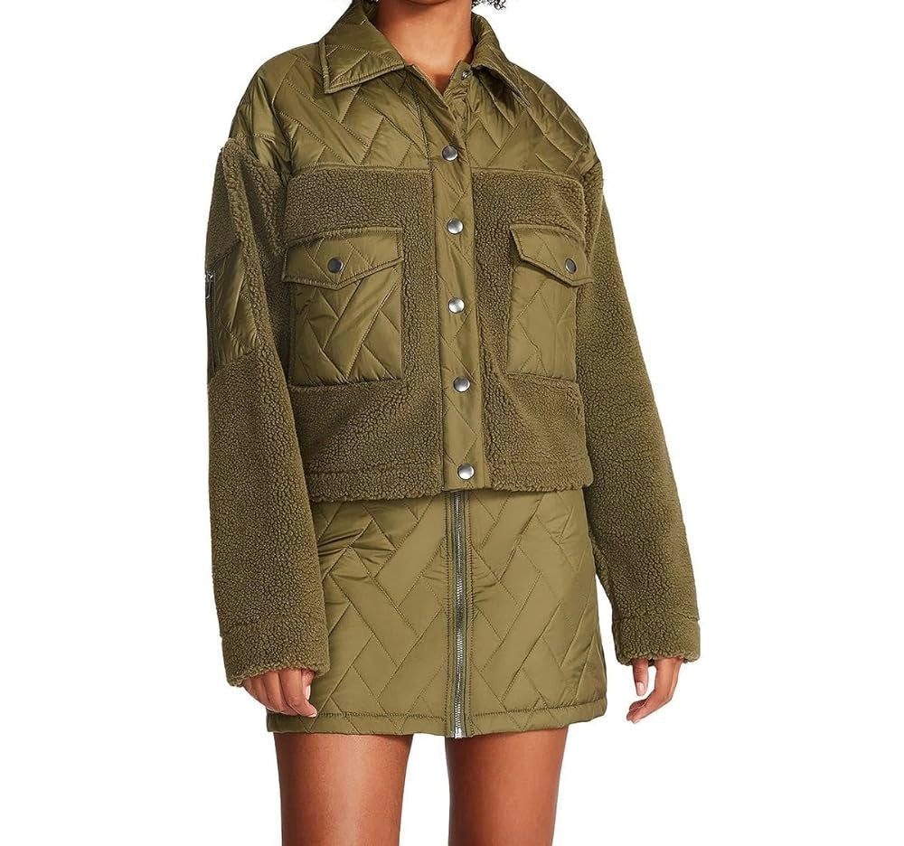 Steve Madden Iris Quilted Utility Jacket Women’s Large Olive