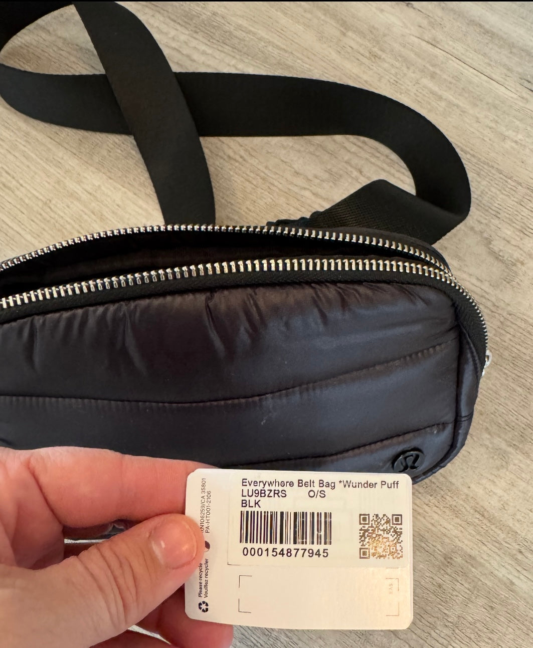 Lululemon Everywhere Belt Bag 1L Wunder Puff Shine Black NWT