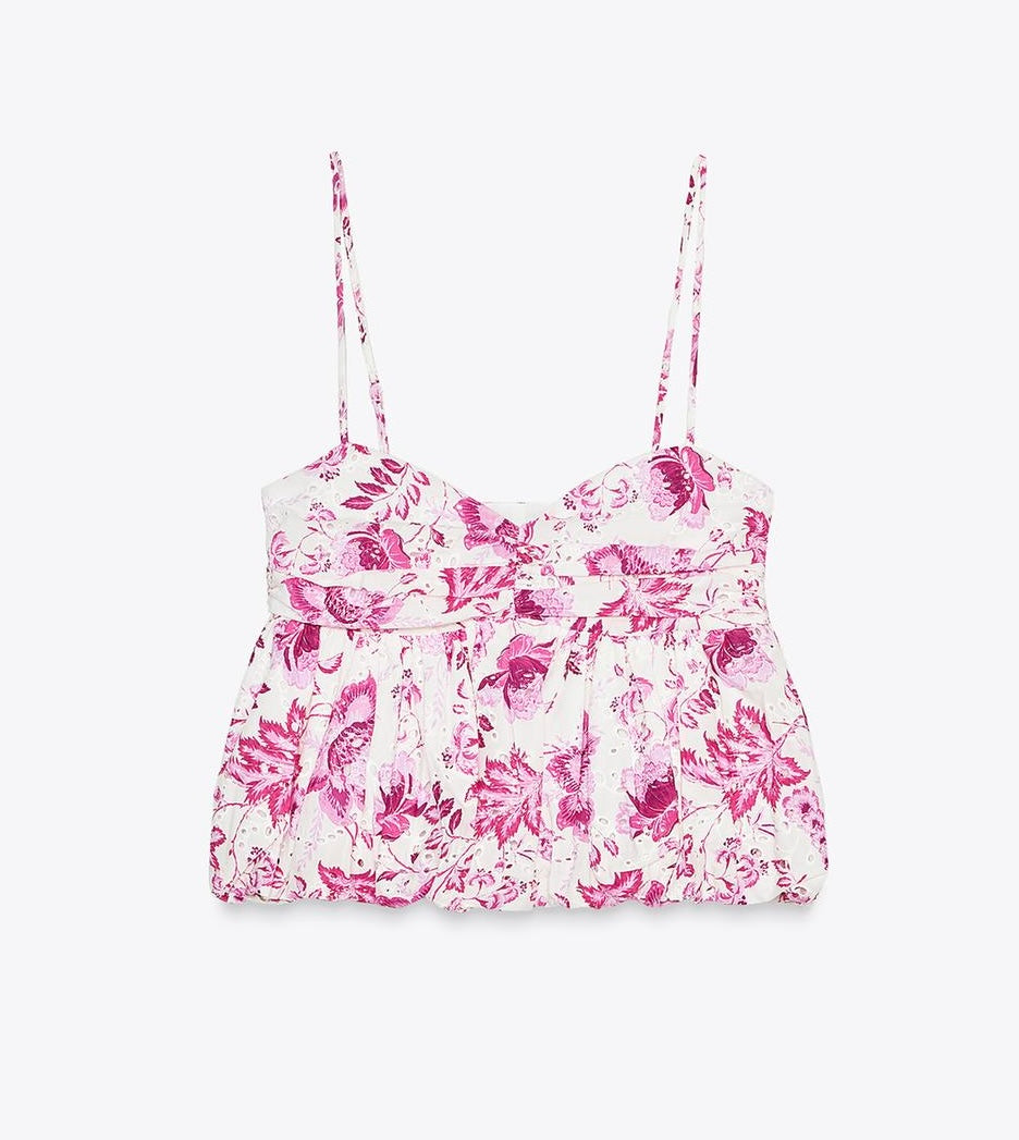 Zara Floral Top Women’s XS Pink