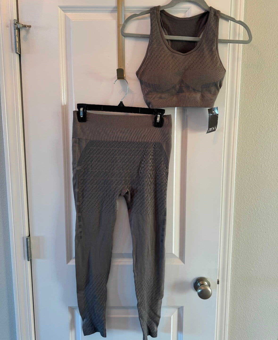 Mono B Seamless Geometric Matching Set Women’s M/L Mocha NWT