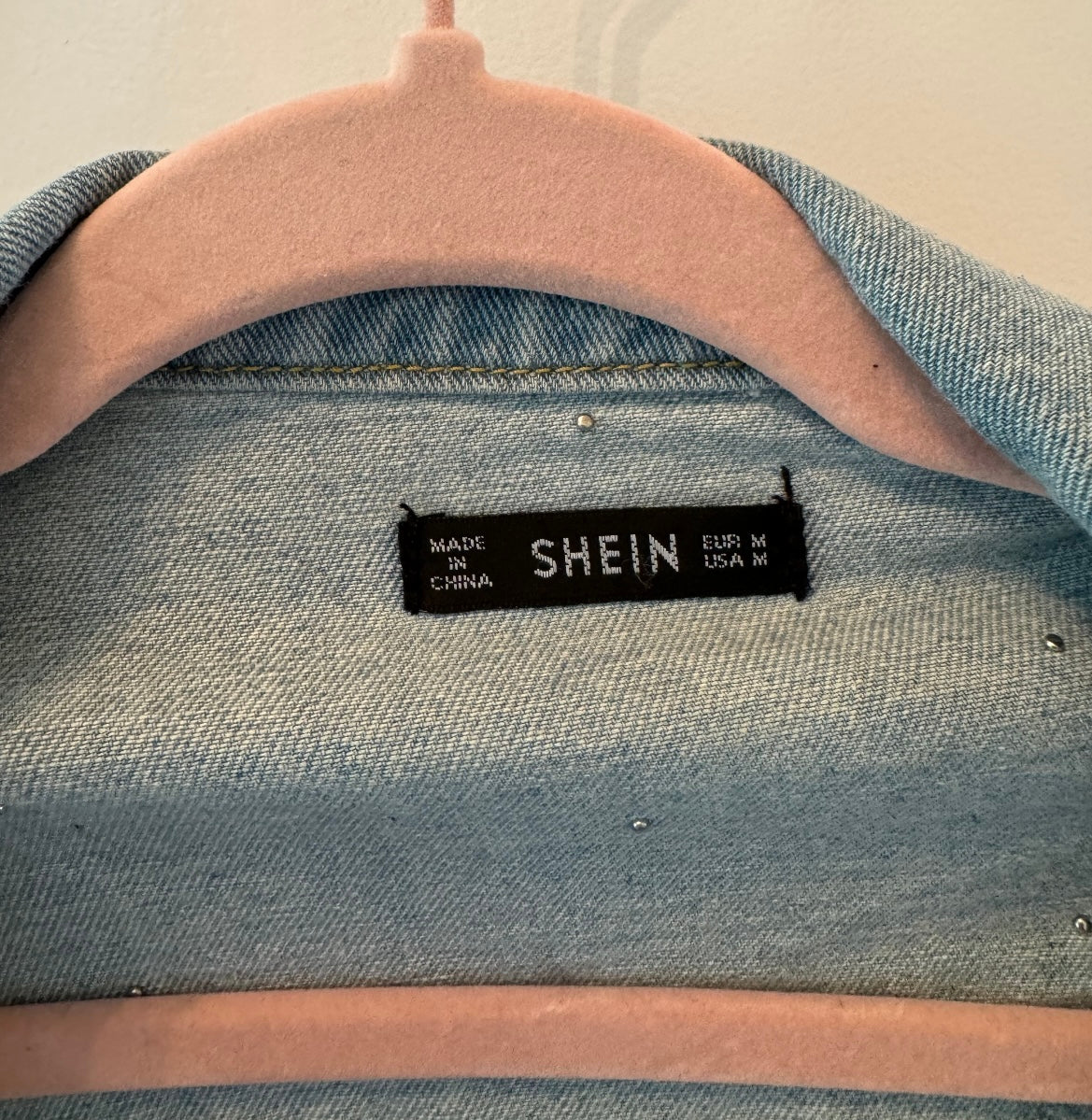 Pearl Embellished Denim Shacket Women’s Size Medium