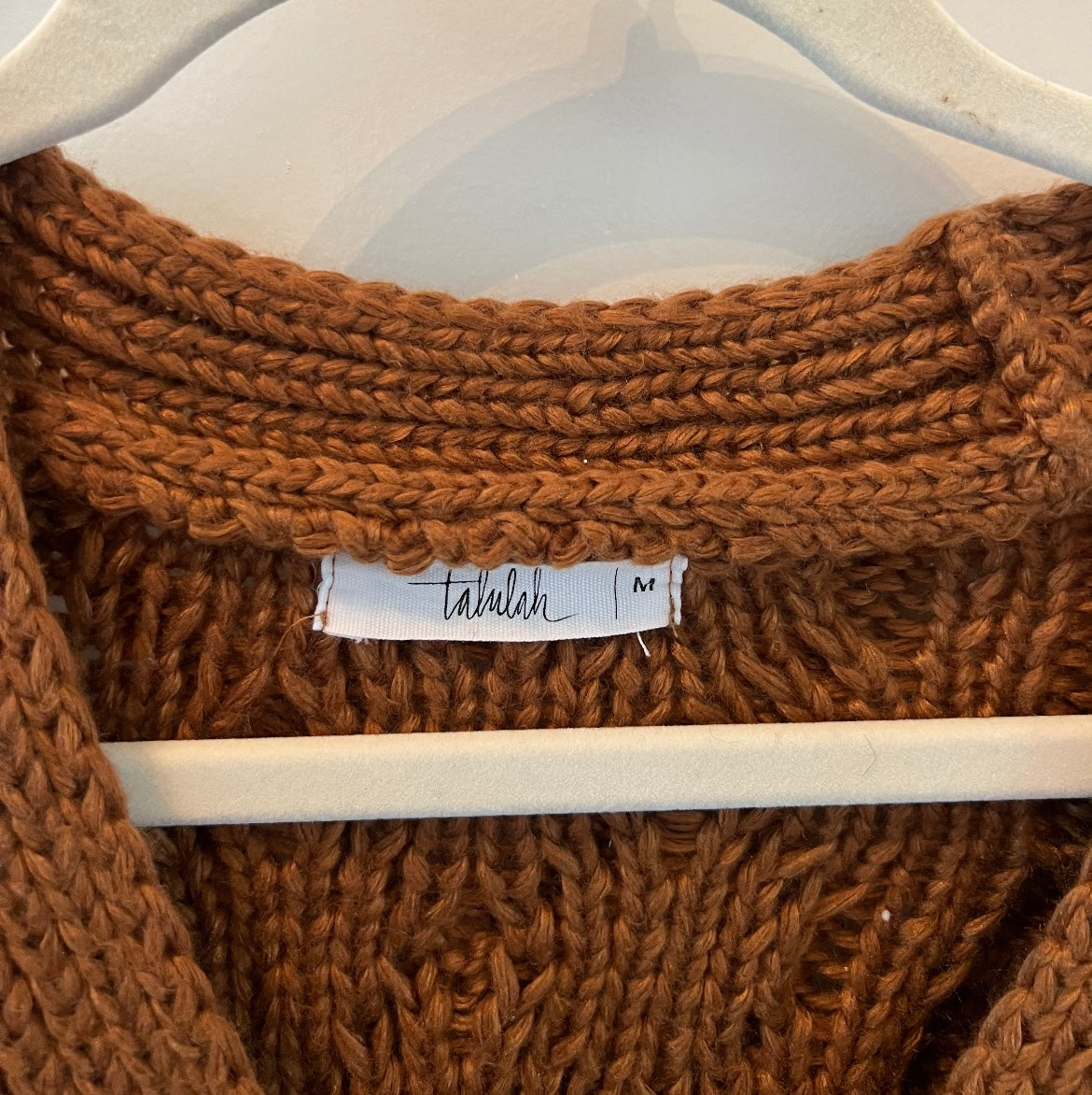 Talulah Chunky Knit Sweater Cardigan Women’s Size Medium Brown