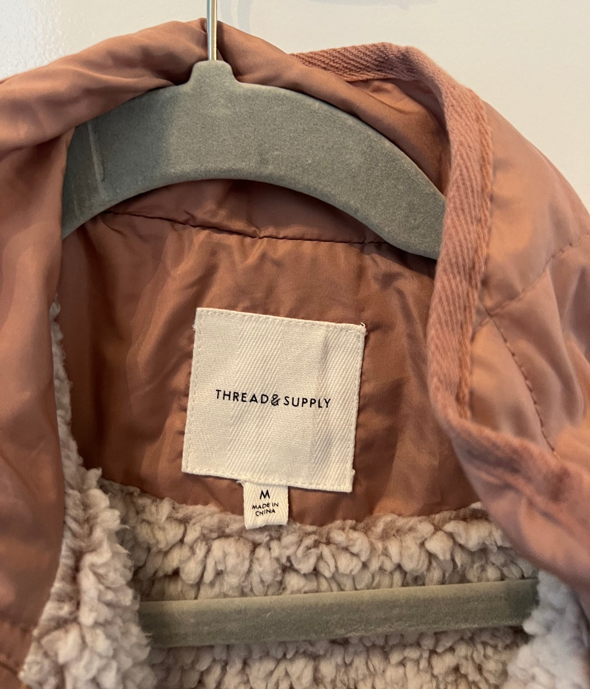 Thread & Supply Fleece Lined Quilted Utility Jacket Women’s Size Medium Mauve
